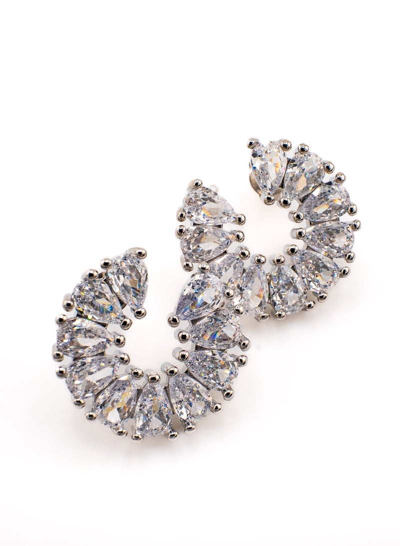 1une S925 Earrings ''LUCK''  Zirconia Stones Horseshoe Symbol - Image 4